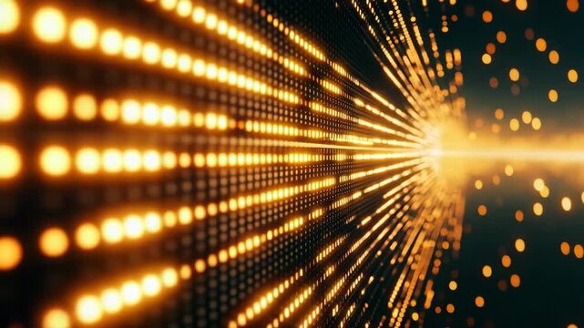 Golden LED Light Burst with Digital Glow