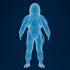 X-ray view of an astronaut suit on deep blue. © Ilie