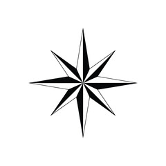 Obraz premium Stylized black and white eight pointed starburst compass rose