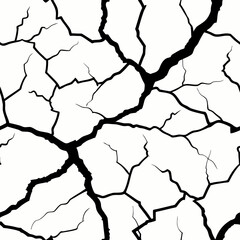 Black and White Abstract Texture of Dry Cracked Earth &ndash; Minimalist Pattern of Natural Cracks
