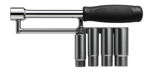 Glow plug removal tool set with deep sockets for diesel engine servicing.