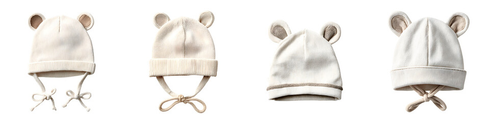 Cute Baby Bonnet with Bear Ears - Set of Four Views