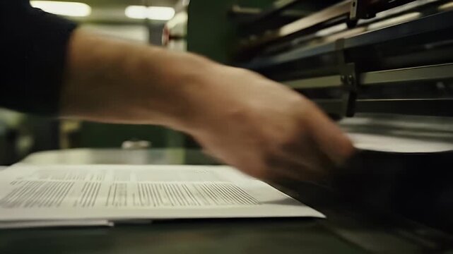 A blurred pair of hands smooths a white surface on a complex metal machine