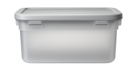 Frosted plastic storage bin with snap-fit lid for confidential document storage in an office.