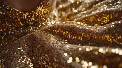 Close-up of a golden sequin dress