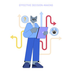 AI For Top Managers In Mid Sized Businesses. Flat Vector Illustration