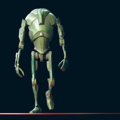 Futuristic humanoid robot on a minimalist stage