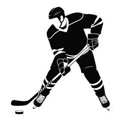 Fototapeta premium Silhouette of a hockey player in action