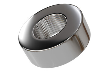3d silver bolt and nut with detailed threads and hexagonal shapes isolated on a white transparent background. industrial, component screw bolt engineering concept. 3d render.