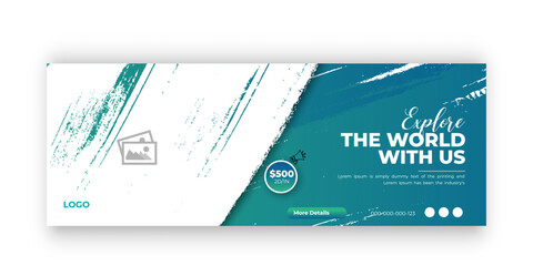 Travel facebook cover or web banner vector design