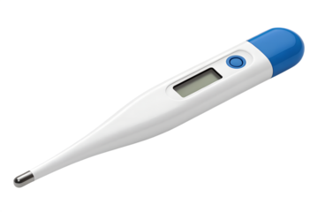 A professional studio shot of a digital scientific meter with a probe, isolated on a white background. Precision instrument for analysis.