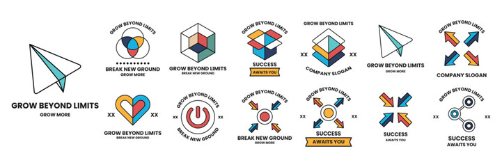 Set of illustrations in the concept of business equipment in a line style