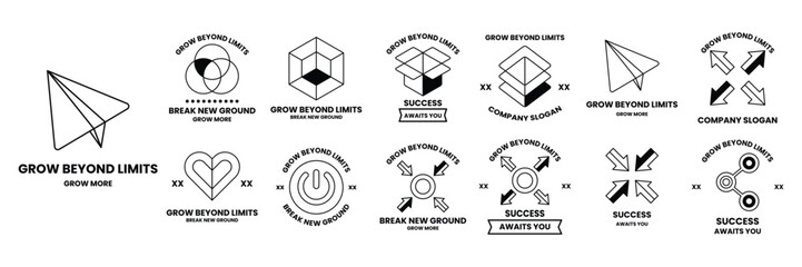 Set of illustrations in the concept of business equipment in a line style