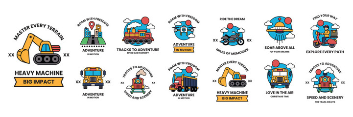 collection of badges with various vehicles on them © toonsteb