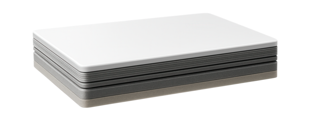 Pressure-sensitive adhesive sheets in a stack for die-cutting applications in a sign-making business.