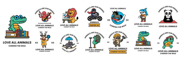 poster with a variety of cute animal characters