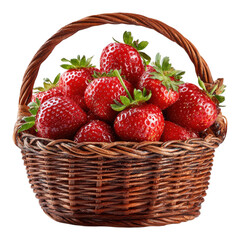 Basket of Fresh Strawberries Isolated on Transparent Background