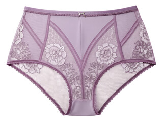 Elegant lavender highwaisted panties with floral lace detailed design and delicate bow accent for feminine lingerie appeal