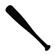 Black silhouette of a baseball bat on a white background