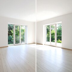 Fototapeta premium Bright, empty room with large windows