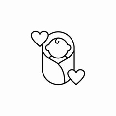 swaddled baby hearts icon sign vector