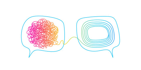 Tangle of thoughts Human brain Stress, vector sign