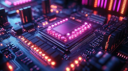 Circuit board with glowing processor (4)