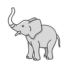 Fototapeta premium Elephant standing, playful style, line art illustration for wildlife and nature themes 