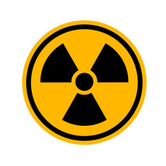 Radioactivity yellow warning sign on transparent background. Vector illustration.