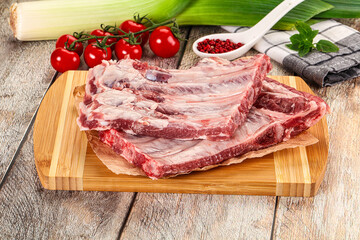 Raw pork ribs for cooking