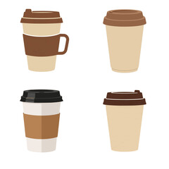 set of coffee cups vector