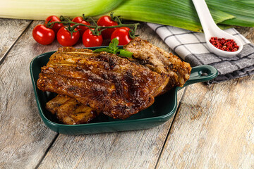 Tasty roasted pork ribs with spices