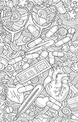 Obraz premium Intricate medical collage of healthcare symbols and anatomy