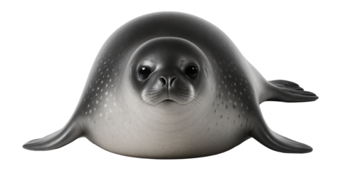 Ross seal with sleek grey body and faintly speckled pattern on the back