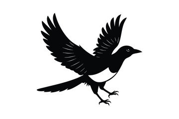 Obraz premium Set of Magpie Silhouette vector, Black Magpie Silhouette 