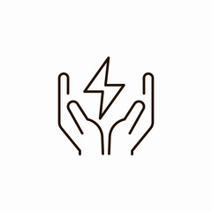 hands holding lightning safe icon sign vector