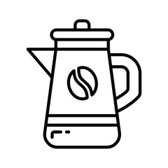 Hot Coffee Cup with Bean Symbol Outline Icon