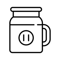 Coffee Mug with Pause Symbol Outline Icon