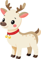 Cute Cartoon Reindeer With Bells Adorable Christmas Animal Illustration For Kids