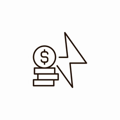 money lightning cost icon sign vector