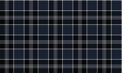 Seamless plaid fabric pattern, navy blue, black, white, modern classic design for fashion textiles, clothing, skirts and pants, adding dimensions to a simple and charming look.