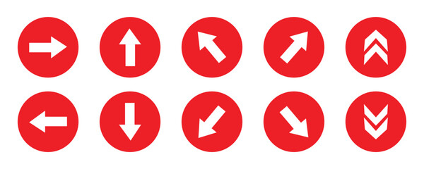  Road navigation arrows, Directional arrows on pavement symbol.  direction mark, crossroad Road Signs. directional signs with white turn left arrow and right go straight arrow painted. vector  illustr