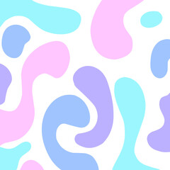 A playful abstract background featuring pastel blue, purple, and pink organic shapes on a white canvas, perfect for modern and minimal design themes.