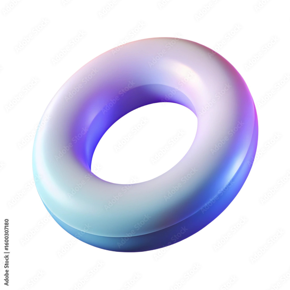 Fototapete 3d rendered torus with modern iridescent colors and a smooth gradient on black background