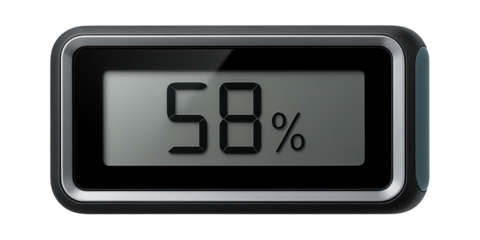 Digital hygrometer with a rectangular display showing humidity percentage