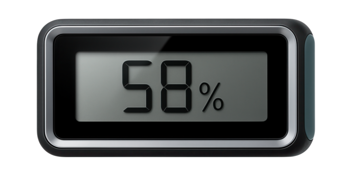 Digital hygrometer with a rectangular display showing humidity percentage