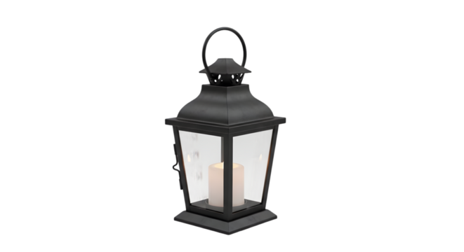 Iron candle lantern with handle – clean background