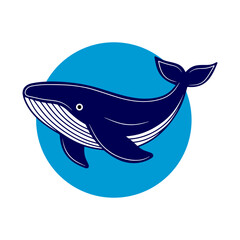 Vector SVG Whale Illustration in Ocean Scene with Blue Color Palette Modern Design Icon