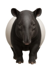 Fototapeta premium Malayan tapir with distinct black-and-white color pattern and short snout