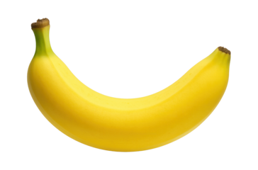 Curved, crescent-shaped banana with a smooth, yellow peel